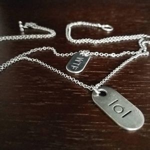 Handmade: LOL & WTF dog tag necklace; fun jewelry
